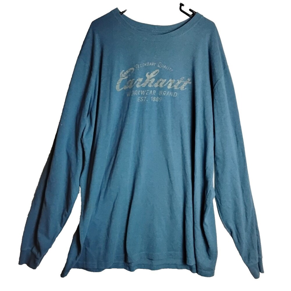 Carhartt Relaxed Fit Long Sleeve T-Shirt Blue Cotton Mens Size 3XL Tall Gorpcore